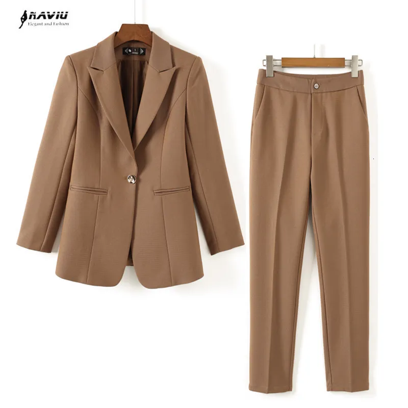 Women's Suits Blazers High End Fashion Women Suits Autumn Winter Temperament Business Formal Slim Blazer And Pants Office Ladies Work Wear 230306