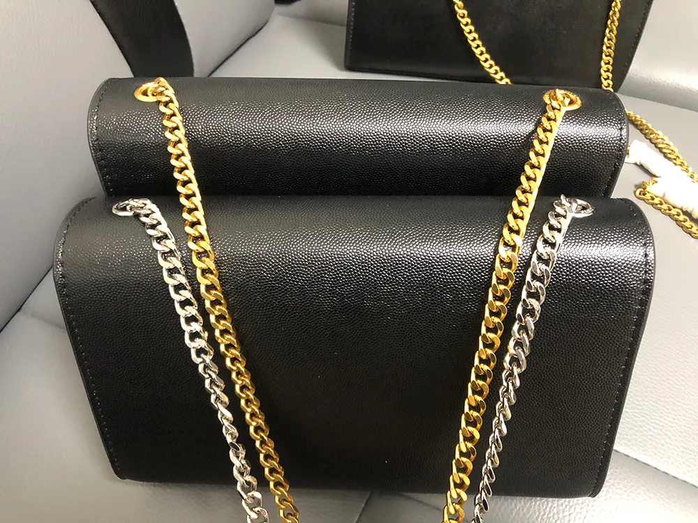 messenger bag Top quality Cowhide caviar leather luxury handbags Gold Silver chain with lock pendant Genuine Leather Handbag With metal tassels Shoulder Bags