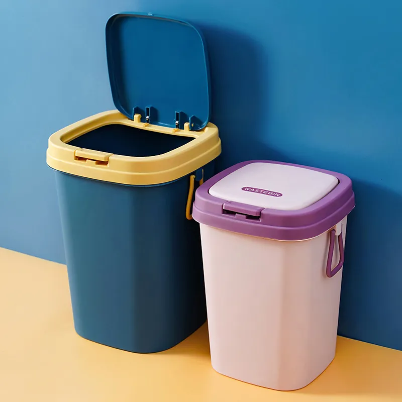 Waste Bins Waste Bins Desktop Garbage Basket Home Table Plastic Trash Can Kitchen Bathroom Bedroom Garbage Office Sundries Barrel Box 230306