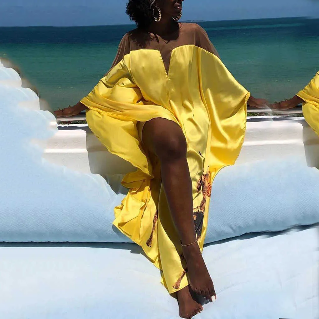Freizeitkleider 2023 neues großes gelbes Mode-Digitaldruckkleid für Damen T230303