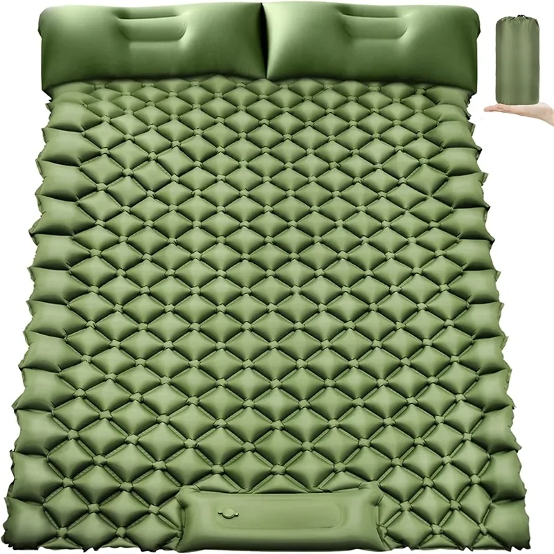 Buitenblokken Dubbel kampbed slaapkussen Ultralicht opblaasbare matras Camping Tent Tent Beach Picnic Deken Zelf Verbuig S 230303