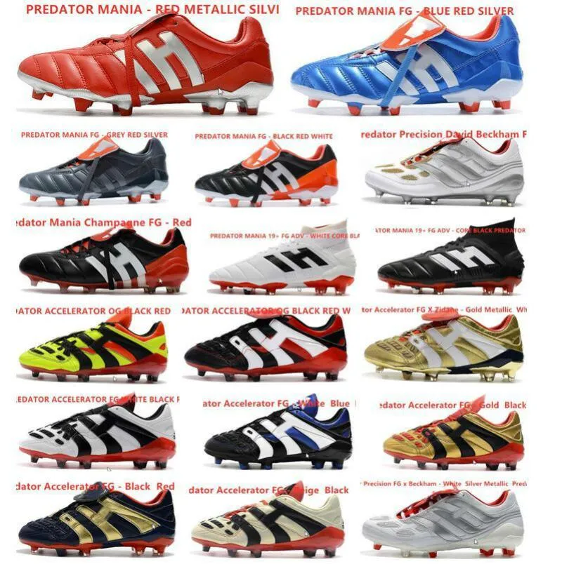 الكلاسيكيات العليا الكلاسيكية المفترس المفترس الكهرباء الهوس الدقة FG Beckham DB Zidane ZZ 1998 MEN SOCCER SHOES CLEATS L BOOTS 3945