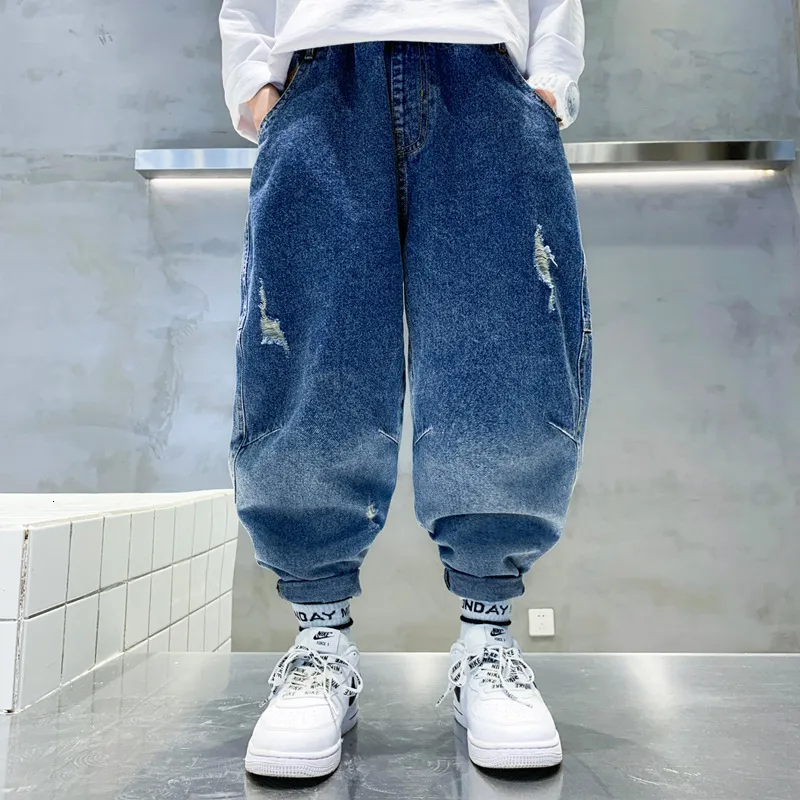 Girls Spring Streetwear Baggy Jeans With Elastic Waist And Girls Spring Streetwear Baggy Jeans With Elastic Waist And