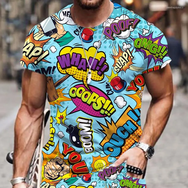 T-shirt da uomo Anime 3D Cartoon Bomb Explosion T-shirt stampata Estate uomo e donna O-Collo Top Harajuku Wind Beach Party Camping da indossare .