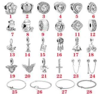 Hoogwaardige Sterling Silver Pandora Charm White Series Pacifier Bear Angel Wing Bracelet Beads Pendant