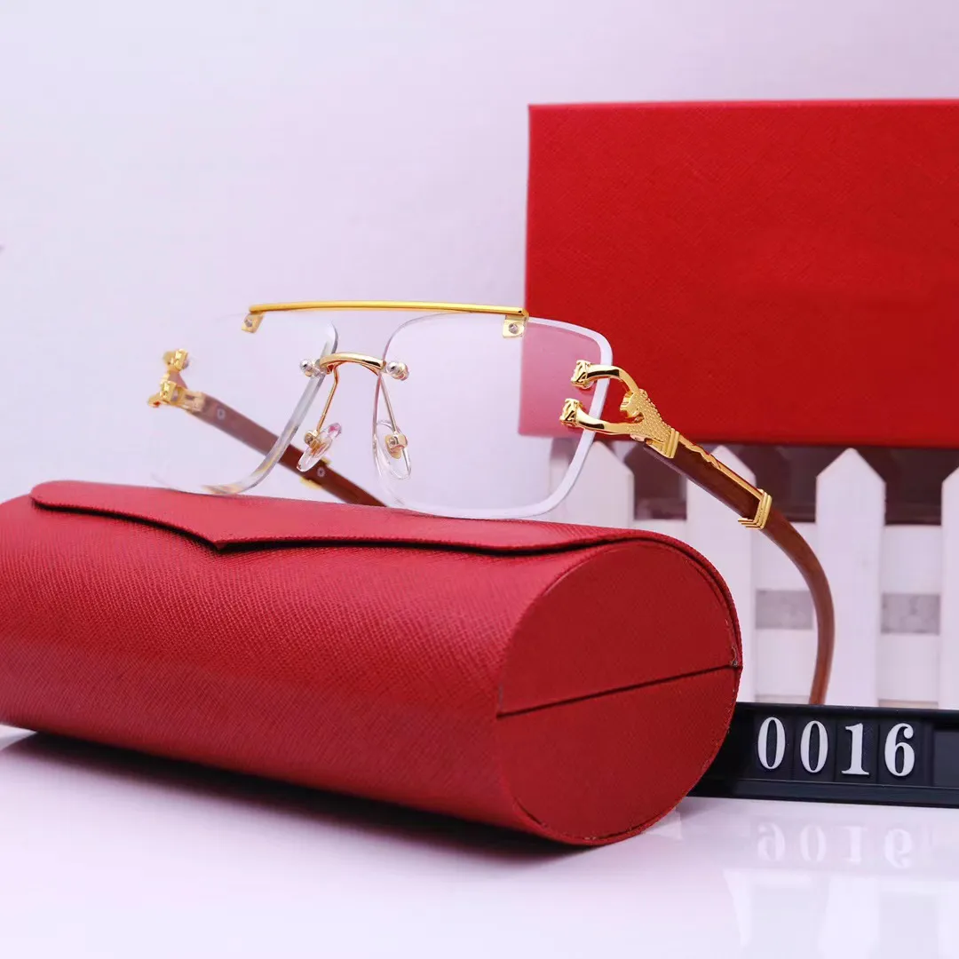Designer-Sonnenbrillen für Herren, Sonnenbrille mit Carti-Rahmen, Leopardenkopf, Verbundmetall, randlos, optischer Rahmen, Sonnenbrille, klassisch
