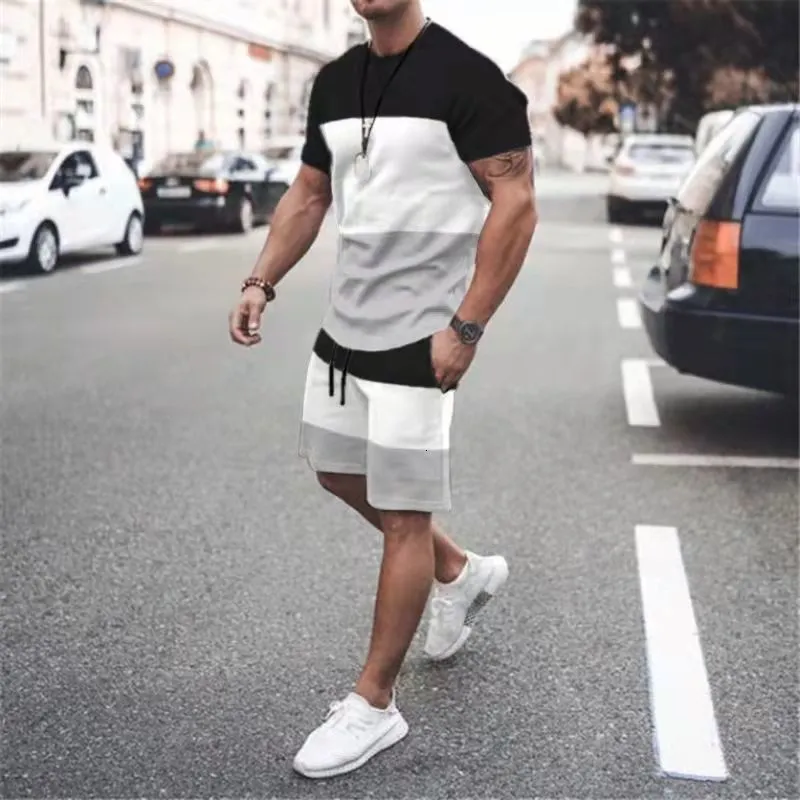 Tute da uomo T-shirt da uomo 3D Set Abbigliamento sportivo Abbigliamento oversize da uomo T-shirt Pantaloncini Completo T-shirt da uomo Completo Summer Beach 230303