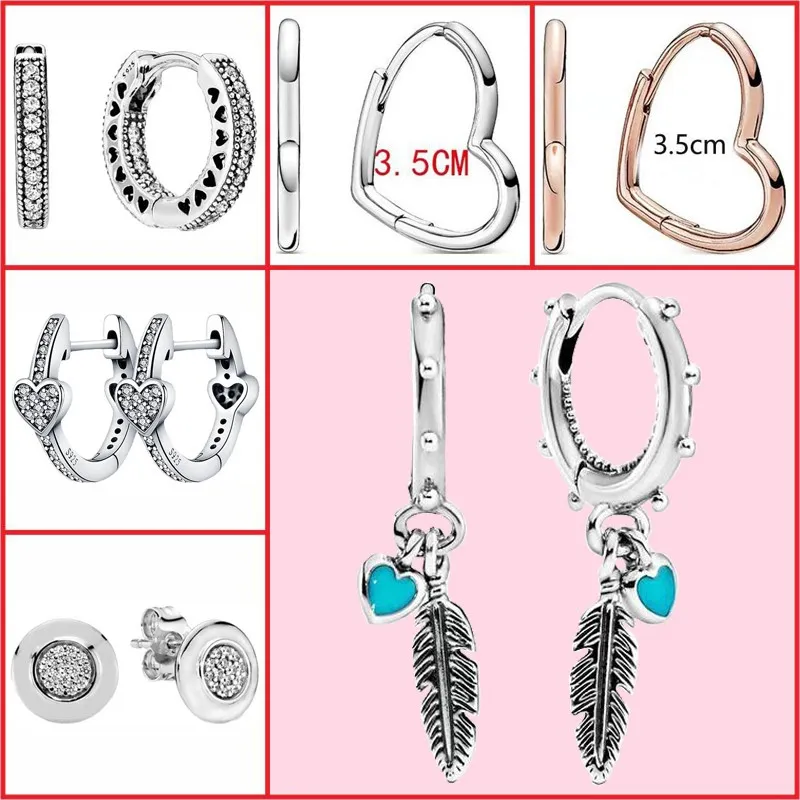 925 Silber Fit Pandora Ohrringe Kristall Mode Frauen Schmuck Geschenk Ohrstecker Blume Gänseblümchen Herz Trend