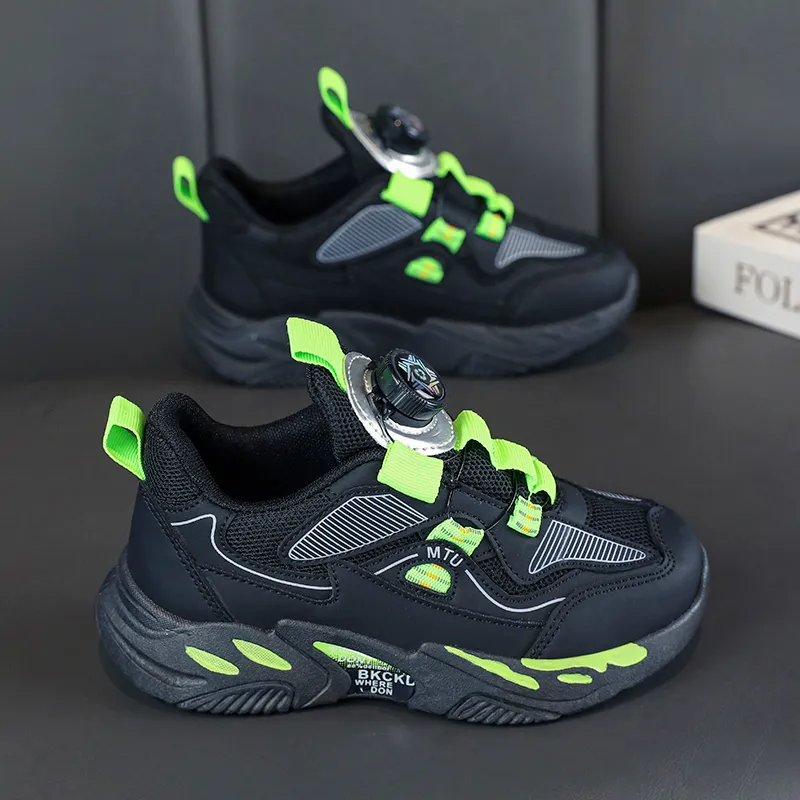 2023 Fashion Hotsale Buty dziecięce różowe czerwone czerwono czarny zielony sprężyna obrotowa guzik oddychający Siatkowe Buty Sneakersa Color9