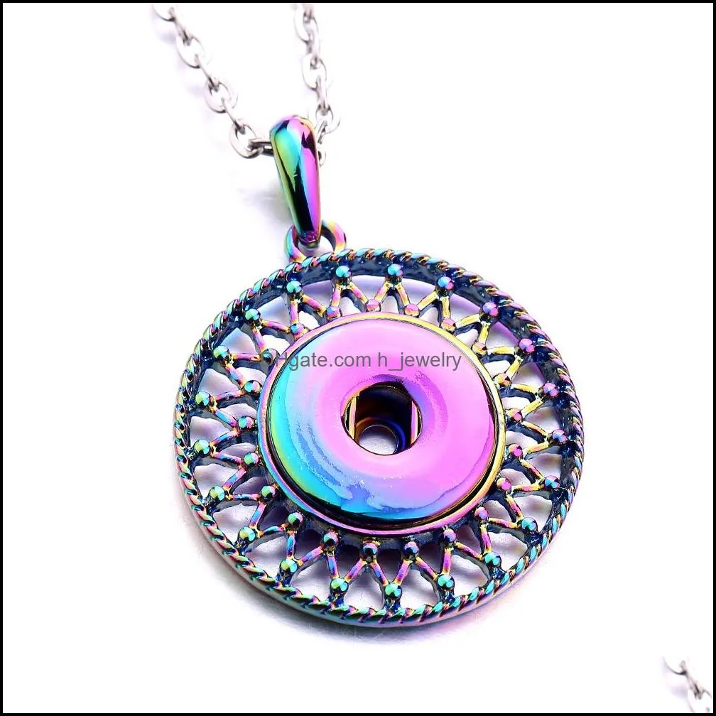 Pendant Necklaces Vintage Snap Button Jewelry Dazzle Color Plating Fit 18Mm Snaps Buttons Necklace For Women Men Noosa N130 Drop Del Dhfbx