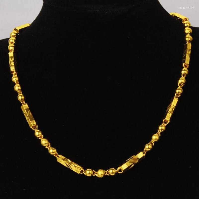 Ketens dominante kralen ketting ketting geel goud gevulde heren trendy ketting 60 cm