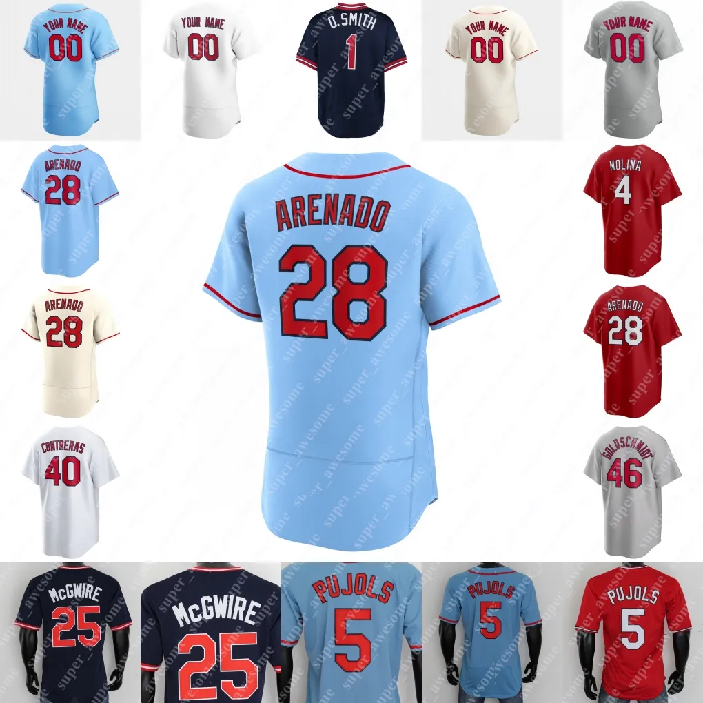 Maglia Ozzie Smith Stan Musial Bob Gibson Mark 25 McGwire Enos Slaughter 10 La Russa Whitey Herzog Lou Brock Maglia da baseball Ken Boyer Azzurro Bianco cucita