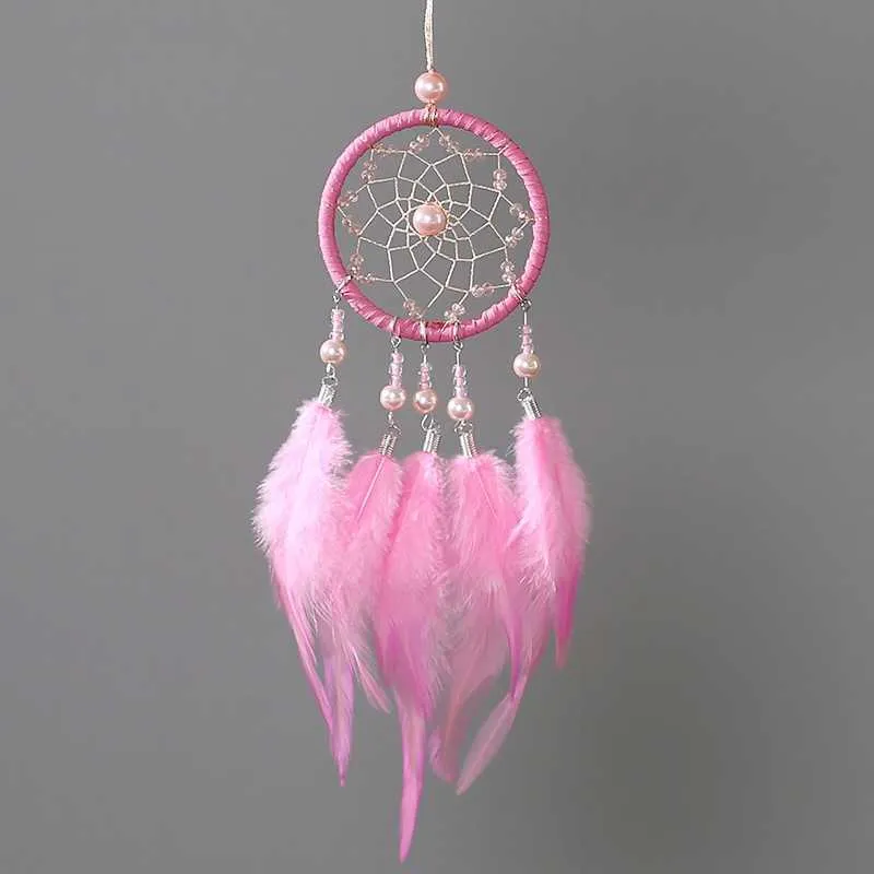 Car Feather Hanging Ornament | Resin Star & Feather Rearview Mirror Charm, Adjustable Chain - Pink