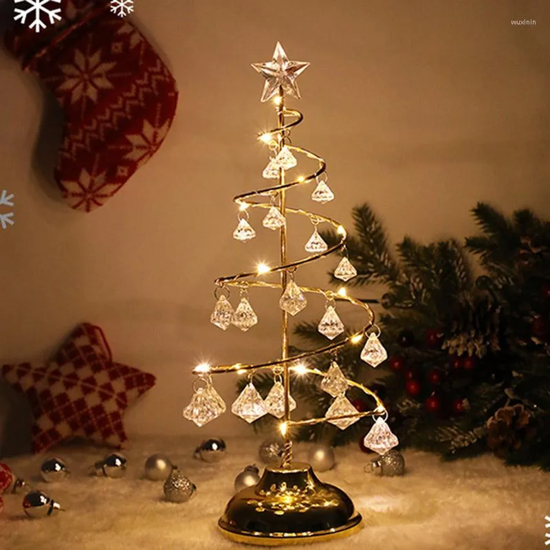 Decoraciones navideñas 2023 Producto LED Holiday Crystal Tree Light Operado por batería Mesa Ventana Decoración Home Office L9 # 2