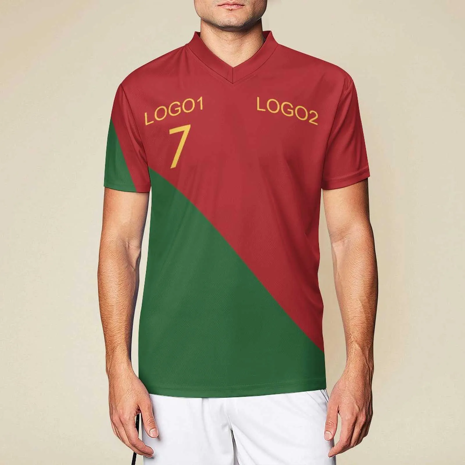 Мужские футболки индивидуальная Португалия Home 2023 № 7 футбольный майк для мужчин Стильные рубашки.