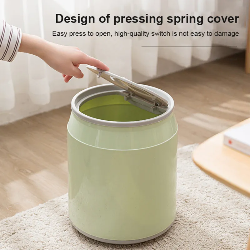 Waste Bins Mini Desktop Trash Can With Cover Home Living Room Cute Toilet Bedroom Creative Kitchen Small Table Trash Can Desk Accessories 230306