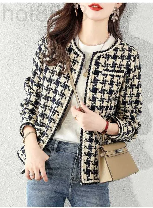 Women's Jackets Designer Brand New Autumn Winter Western Suit Fashion Check Tweed Coat Top-grade Spring Birthday Gift 8027