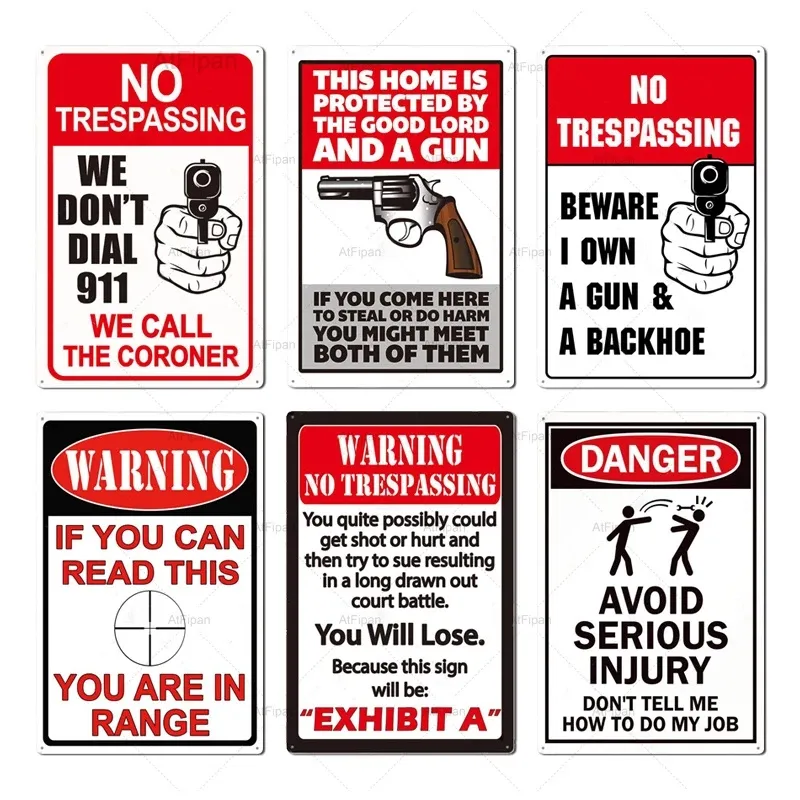 Panneau d'avertissement drôle Panneau en métal Panneau en étain Avertissement Danger Décoration murale pour Man Cave Chicken Coop No Trespassing Sign Panneaux extérieurs personnalisés en métal extérieur Taille 30X20CM w01