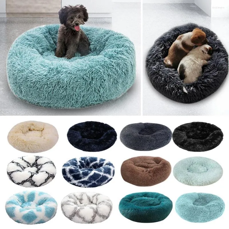 Katbedden 29 Long pluche huisdierhondbed comfortabel donut cuddler ronde kennel zacht wasbaar en kussen winter warme bank