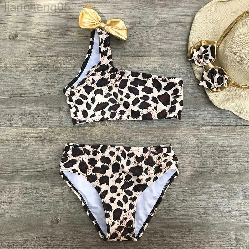 Één-stukken 2 ~ 8 jaar Kids Girls Bikini 2022 Nieuwe Summer Girls Kids Swimpak Afdrukken Kinderen Bikinis Biquini Infantil Bathing Suit W0310