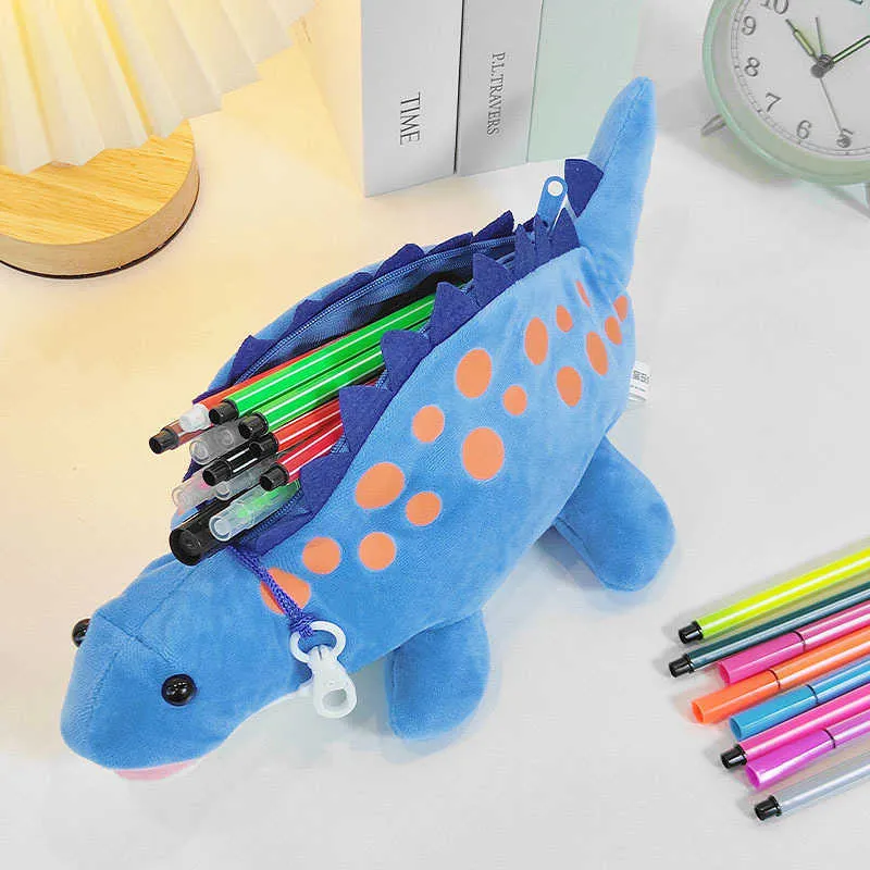 Trousse à Crayons Kawaii Dinosaure En Silicone - 12 Stylos Gel Effaçables + Carnet De Notes Inclus
