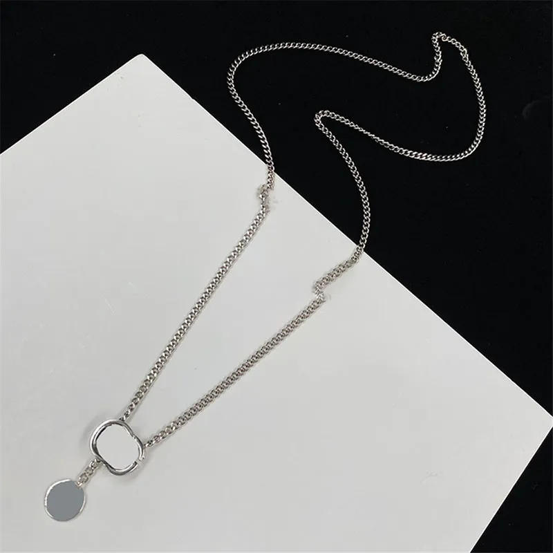 Solitär-Kreis-Kombinations-Anhänger-Halsketten, Damen-Silberscheiben-Halsketten, größerer verstellbarer Halsschmuck für Damen