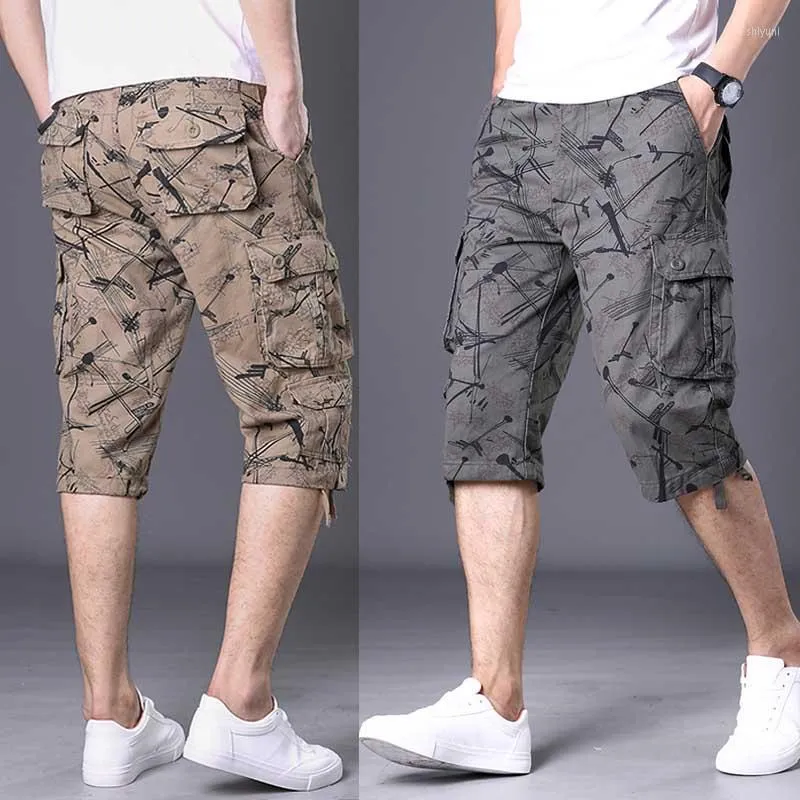 Herr shorts mode boardshorts kamouflage rand sommar män avslappnad last militär lös baggy streetwear kläder