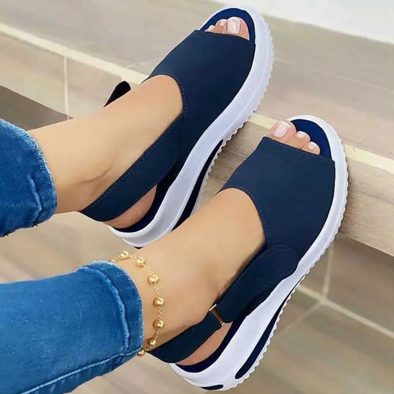 Sandals Women Sandals Peep Toe Low Heels Sandals For Summer Shoes Women Wedges Heeled Sandals Zapatos Mujer Elegant Summer Footwear Z0306