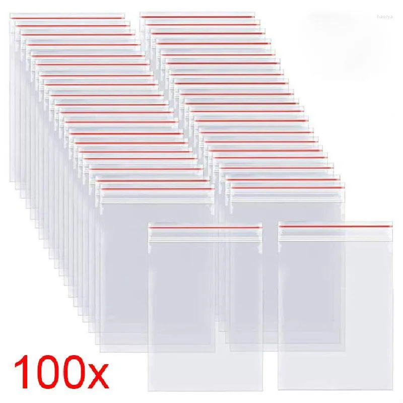 Sacs de rangement 100pcs refermables auto-scellants en plastique transparent Poly sac emballage alimentaire refermable sous vide frais K9 MUMR999