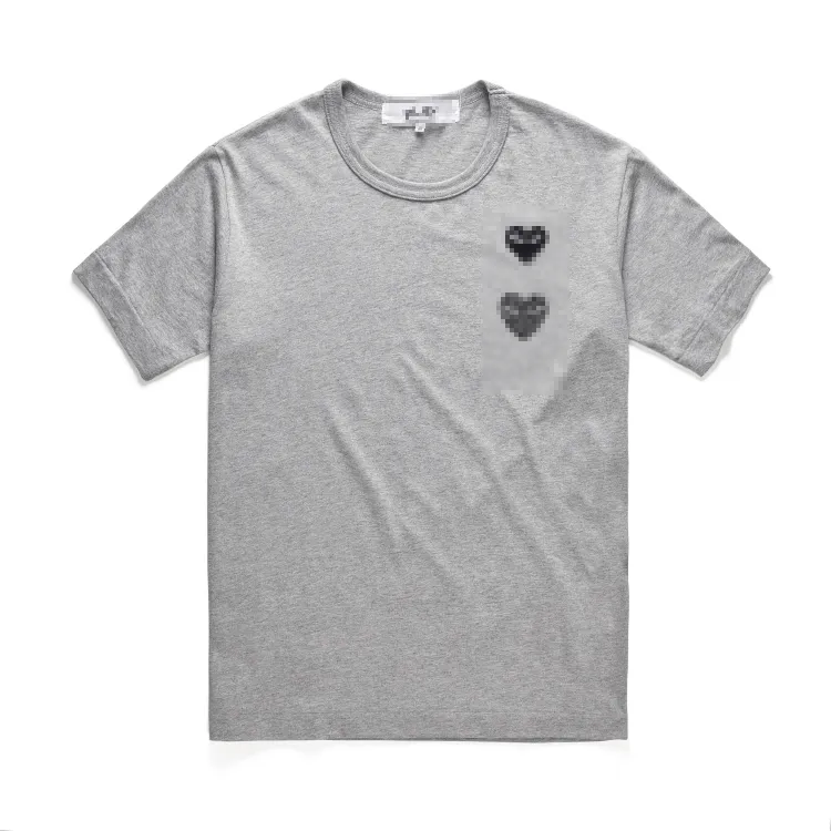 Designer TEE Men's T-Shirts Com Des Garcons PLAY Little Black Heart Short Sleeve T-shirt Grey Size Women