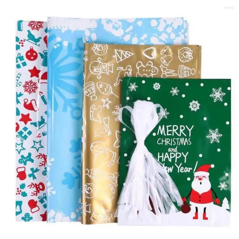 Decorações de Natal 2023 embalagem de presente Bolsa de doce durável Festa de casamento de casamento suprimentos de embalagem DIY bolsa com tags suspensas