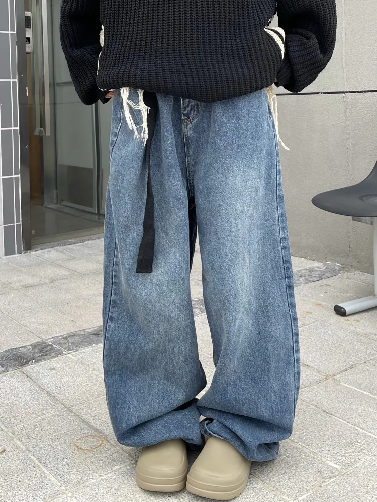 Women's Jeans Vintage Wash Japanese Korean Wide Leg Y2K Spring 2023 Couple Loose Drop Straight Floor Length Cargo 230306