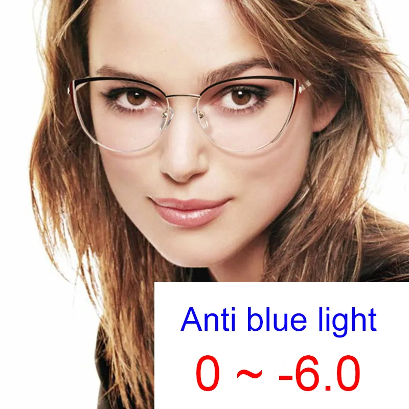 Fantasca per occhiali Myopia occhiali ottici Donne Donne Brand Luxury Metal's Eye's Eye Anti Blue Light Computer Elegini meno -2 -3 -6 230306