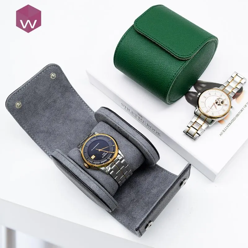 Schmuckbeutel Taschen Großhandel Hochwertige personalisierte Einzeluhrenaufbewahrung Reiseuhren-Rolletui aus echtem Leder