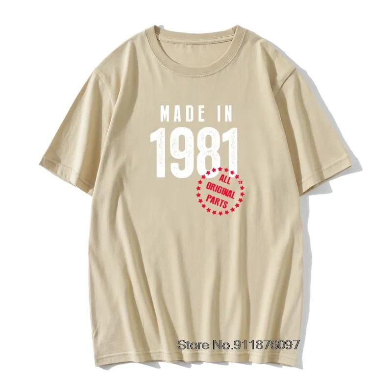 Herren-T-Shirts 40. Geburtstagsgeschenk Vintage im Jahr 1981 T-Shirt Cotton O Hals Mann 40 Jahre Ehemann Vater Kleidung Geschenk