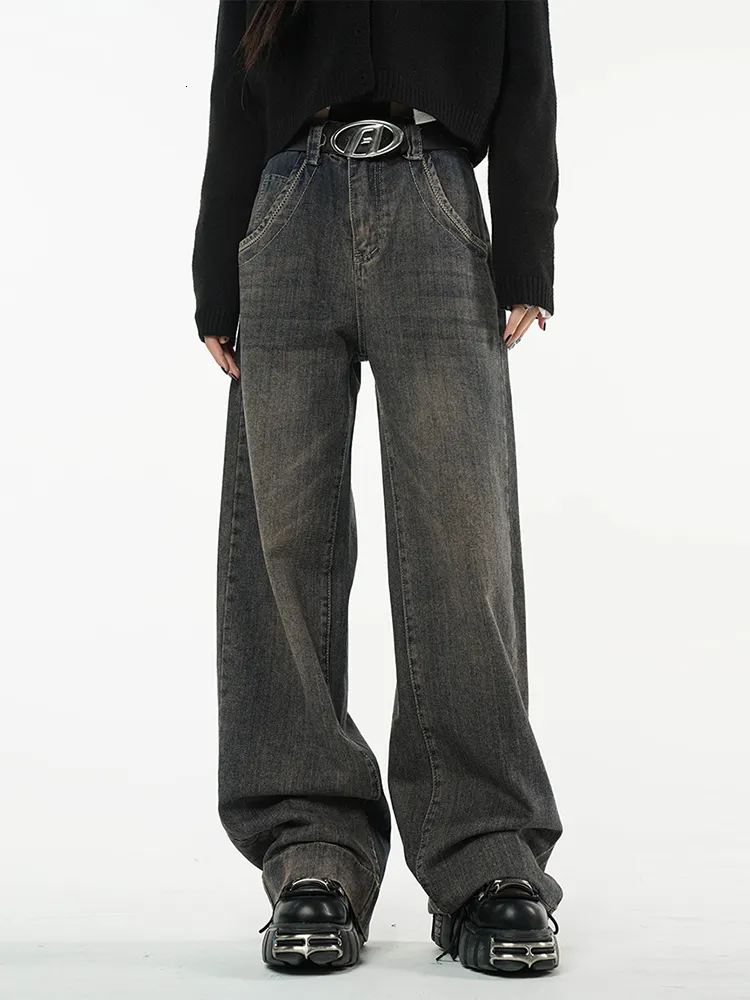 High Waist Streetwear Jeans - Y2K Style Wide Leg Denim Pants
