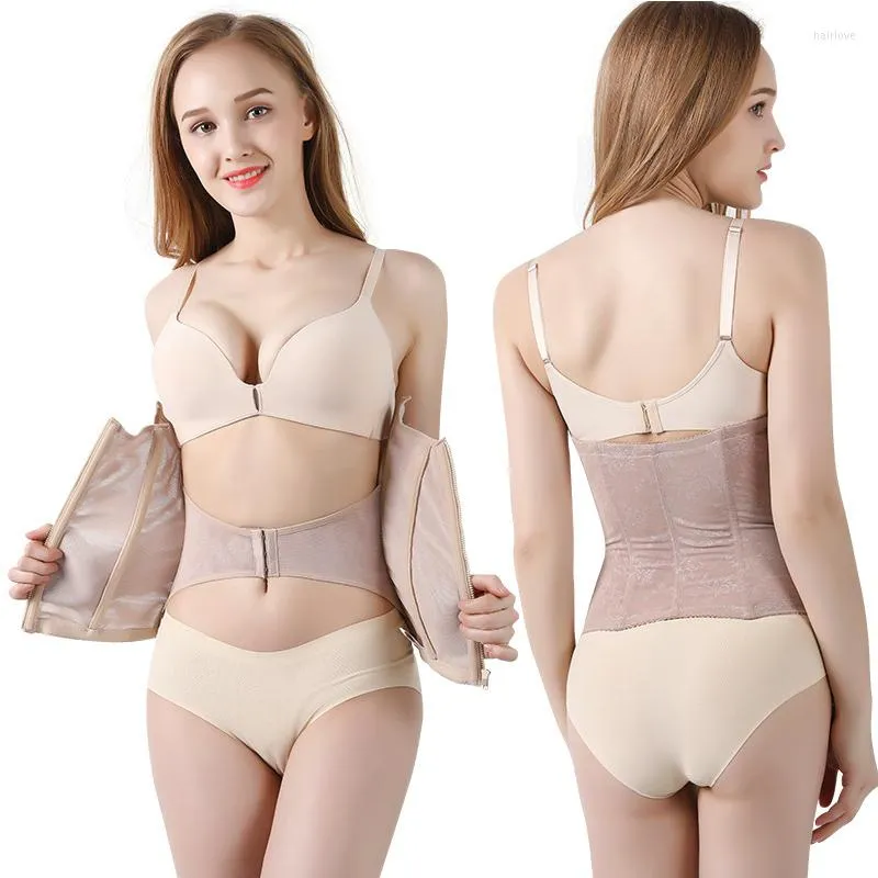 Shapers da donna Corsetto da allenamento per la vita da donna per la perdita di peso Body Shaper a clessidra che dimagrisce con cerniera regolabile 3 ganci