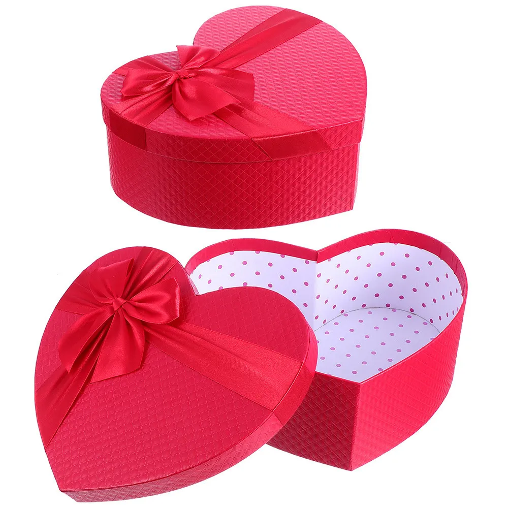Gift Wrap Box Gift Wedding Treat Heart Boxes Favors Lid Duschar Brud Inslagning Presenterar smyckesförslag Dekorativ kartong Form 230306