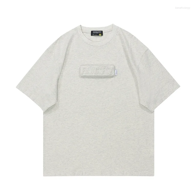 Camisetas masculinas de camiseta masculina China-chic impressão de letra de pescoço arredondado de manga curta de manga curta Mulheres unissex