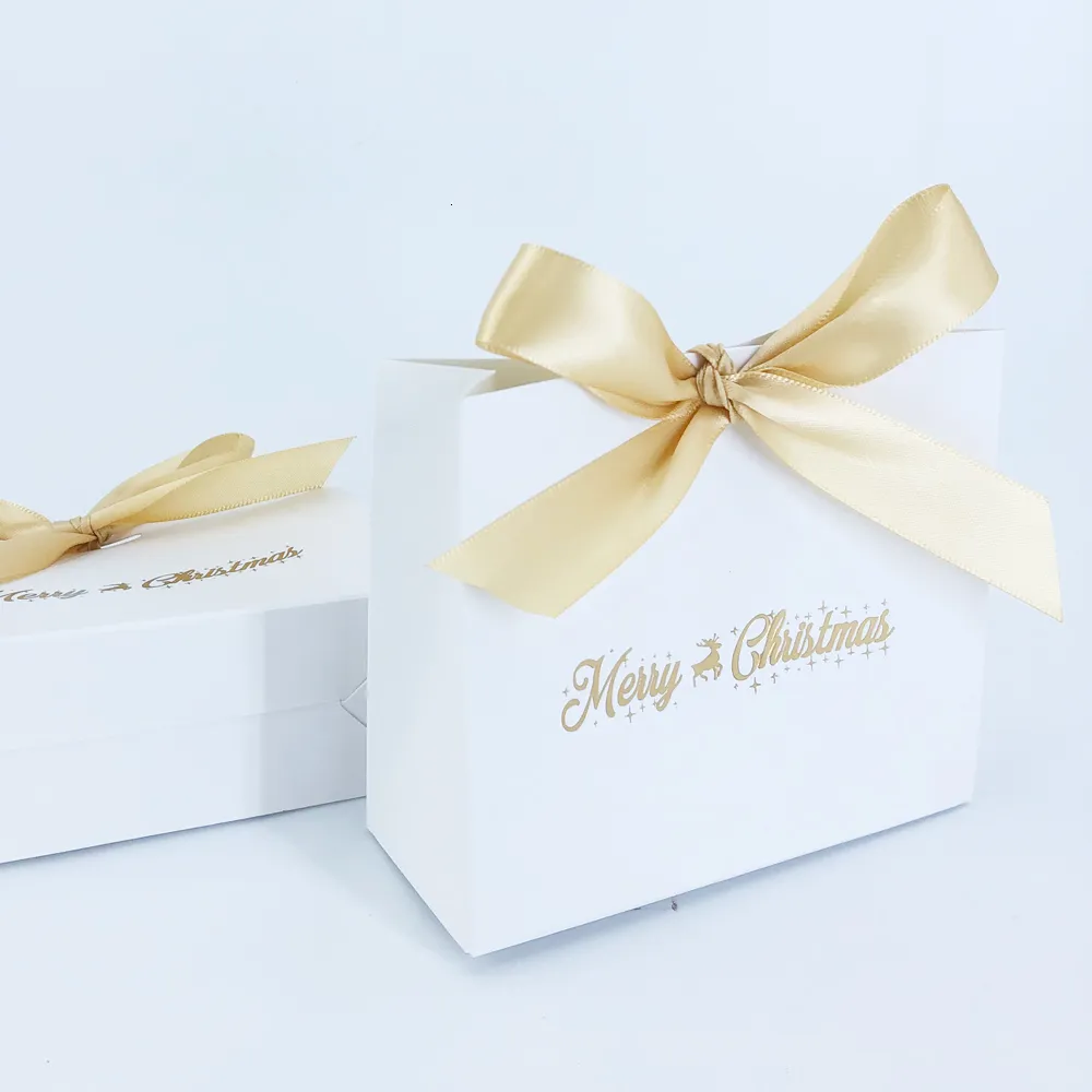 Emballage cadeau Boîtes à bonbons de Noël Biscuits Sacs-cadeaux en papier Joyeux Noël Cadeau Xmas Goody Box Party Favors Emballage Cadeaux de vacances Décoration 230306