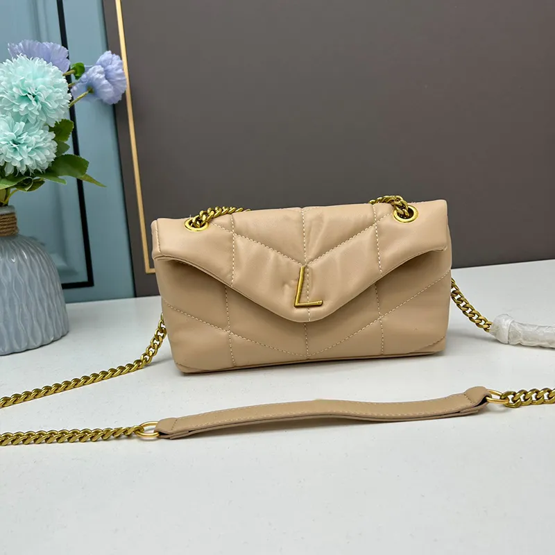 LouLou Kettentasche Messenger Bags Damen Umhängetaschen Handtaschen Echtes Leder Geldbörse Schulterhandtasche Gold Hardware Magnetschnalle