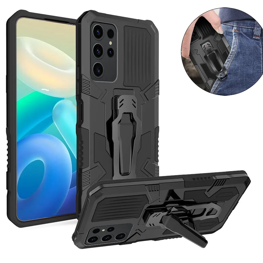 Casos de proteção à prova de choque Corrente de correio de metal suporta caixa de kickstand de montagem magnética para Samsung Galaxy S23 Ultra S22 S21 Fe S20 Plus