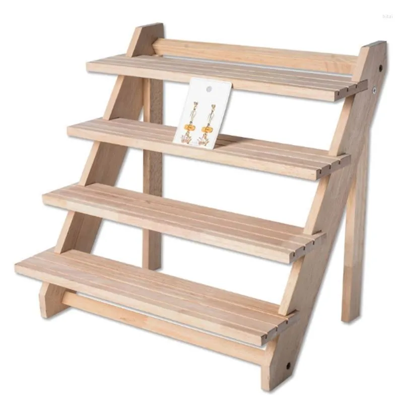 Torebki biżuterii 4-warstwowe wisiorek wisiorek Pierścienie Blocks Blocks Solid Wood Holder347z