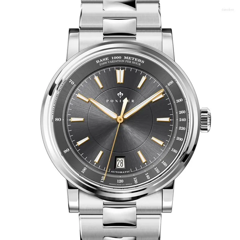 Wristwatches PONIGER Switzerland Japan NH35A Automatic Mechanical Men's Watches 50M Waterproof Tachymeter Sapphire Clock