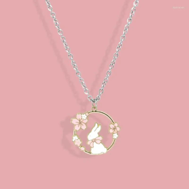 Chains Cartoon Plum Blossom White Cute Female Student Necklace Pendant Korean Style Sweater Chain Jewelry For Girlfriend Sweet G