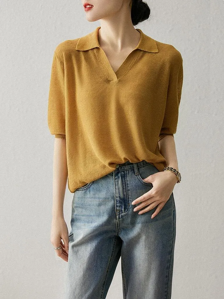 سترات النساء في Tuangbiang Summer 2023 Women Pullovers Twon-Down Twon Sleeve Thert-T-Shirt Linen Cotton Cotton Lose Top Top Top