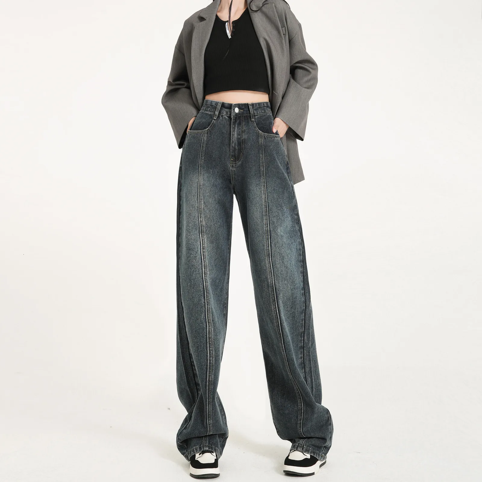 Ameri / WIDE STRAIGHT DENIM PANTS