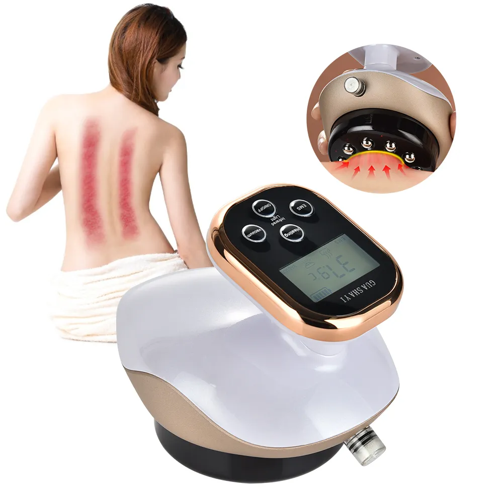 Achter Massager Electric Cupping Massage LCD -display Guasha schrapen EMS Body Massager Vacuüm blikjes Zuigbeker Ir verwarming Vet Slimming 230303