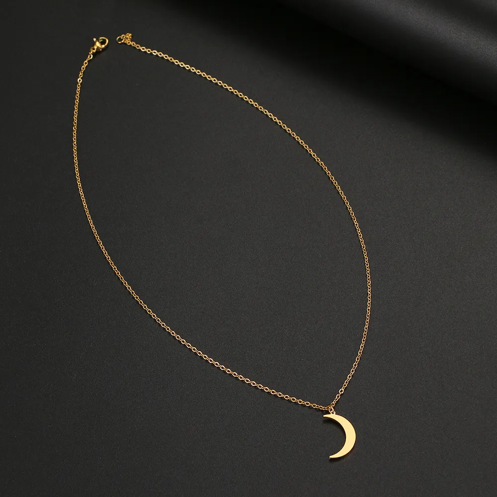 Rostfritt stål halsband Ny modemånekedja hängen enkelhet halsband för kvinnor smycken tillbehör parti charm gåvor