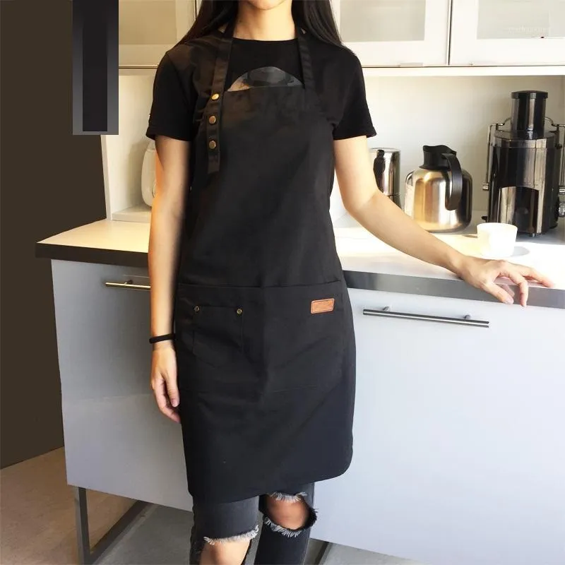 Förkläden 49 Fashion Canvas Cotton Apron -kafé och barberare som arbetar matlagning Kök för kvinnananpassning1